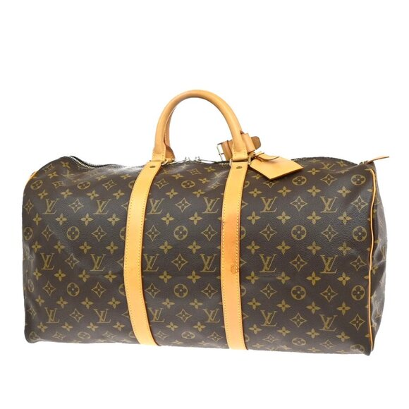 LOUIS VUITTON Keepall 50 Travel Hand Bag Monogram Leather Brown - Picture 1 of 14